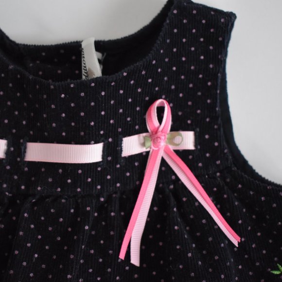 Rare Editions Corduroy Floral Polka Dot Ballet Jumper Dress 6 Months - Picture 9 of 11